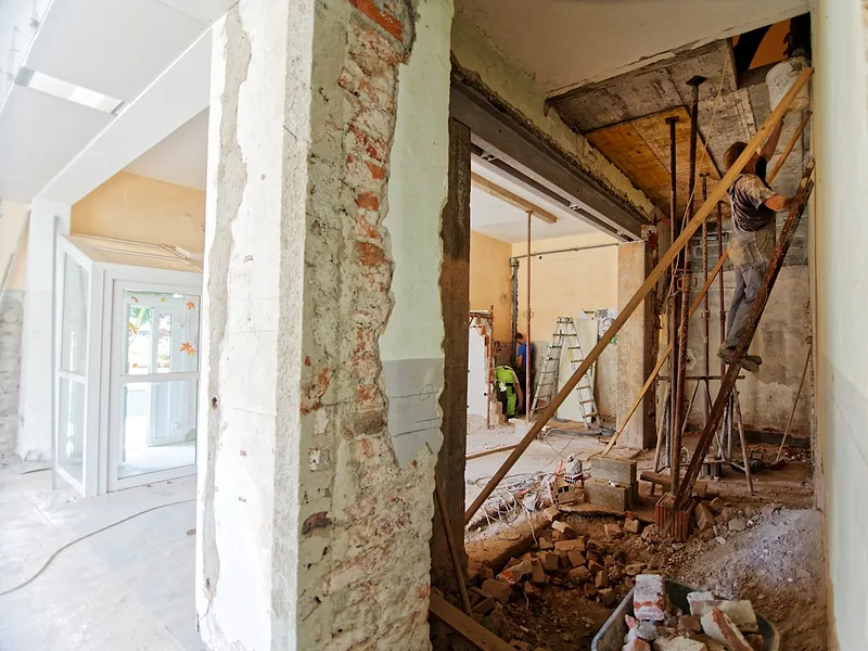 A home interior part-way through renovation