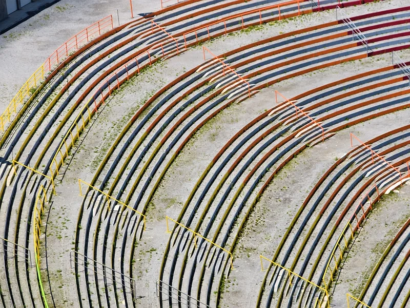 Underfloor heating pipe loops set into a floor